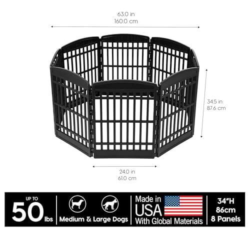 IRIS USA 24" 6-Panel Dog Playpen for Puppies & Small Dogs, Black N28330