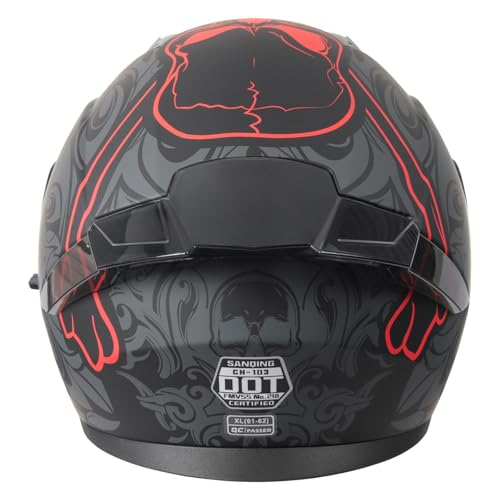 SPARK DOT Modular Flip-Up Dual Visor Motorcycle Helmet (Bright Black, Small) W8778