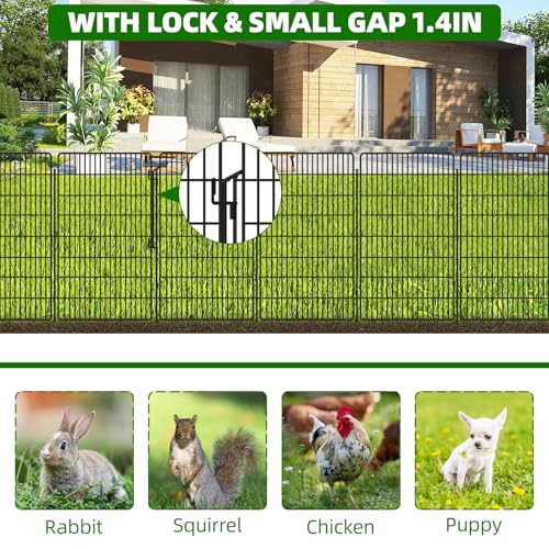 10 Panels Garden Fencing Animal Barrier, 33in x 24ft Rustproof Dog Fence W482439