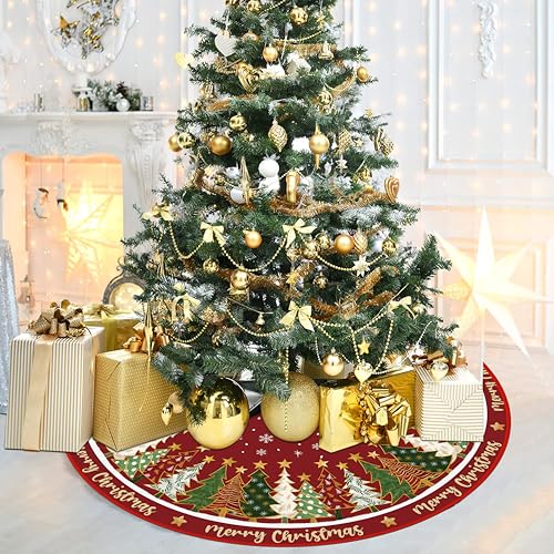 Red Christmas Tree Skirt 36 Inches for Holiday Decor U1938
