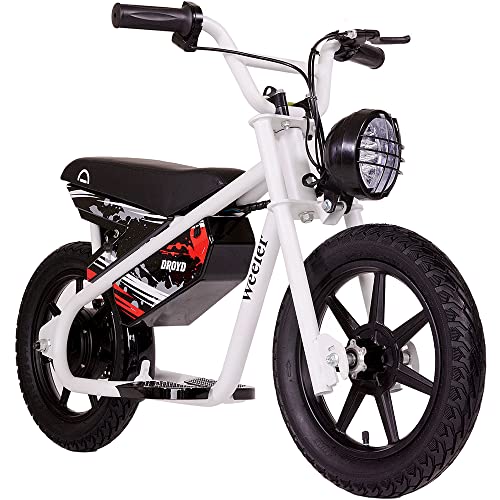 Weeler Electric Mini Bike - Electric Bike for Kids Ages 6 & Up - 200W Electric Bike w 6.2-10MPH up to 8 Miles - E Bike for Kids up to 45 Mins Run Time w 14in Tire, 24V 8Ah Battery
