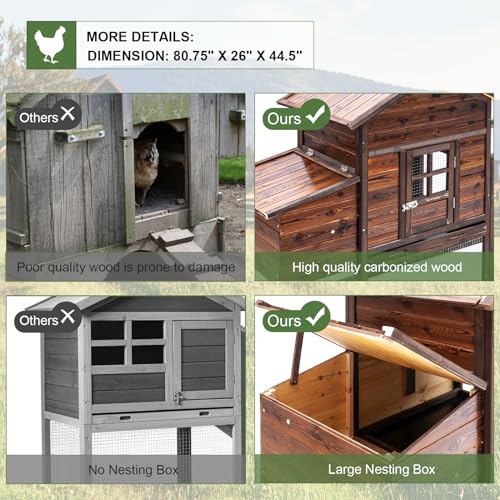 Large Wooden Chicken Coop Outdoor Hen House with Nest Box M865438