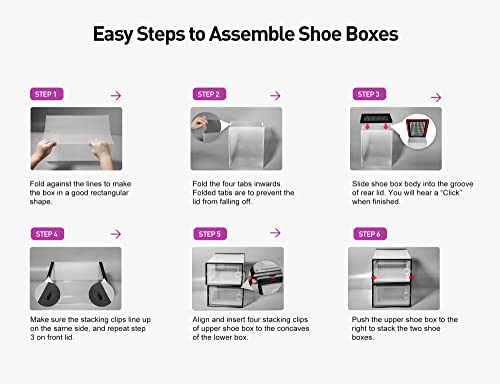 Kuject X-Large Clear Plastic Stackable Shoe Storage Boxes, 12 Pack, Blue Y142131
