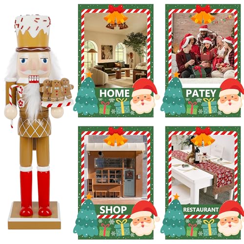 Joliyoou Christmas Nutcracker Figures 14 Inch Wooden Santa in Hawaii Decor C87534