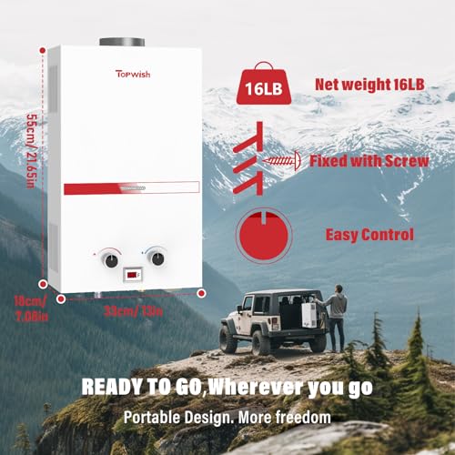 Propane Tankless Water Heater 10L Portable for Camping, RV Shower G99362