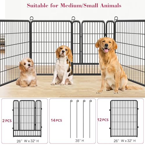 Dog Playpen 32 Inch 10 Panels Outdoor Dog Fence with Lock C803