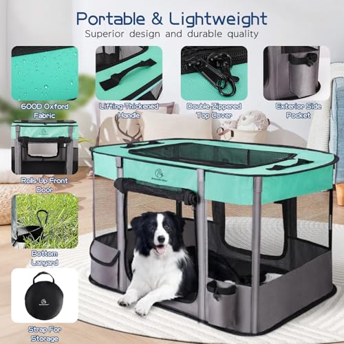 Foldable Dog Cat Playpen with Carrying Case, Water-Resistant, Indoor Outdoor V14642