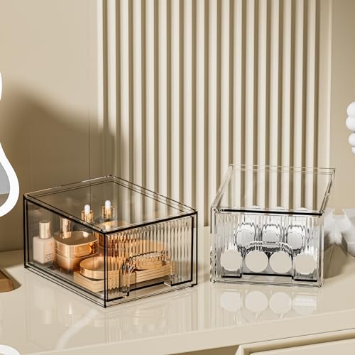 ZHIAI 3 Pack Clear Stackable Acrylic Cosmetic Organizer with Drawers N472