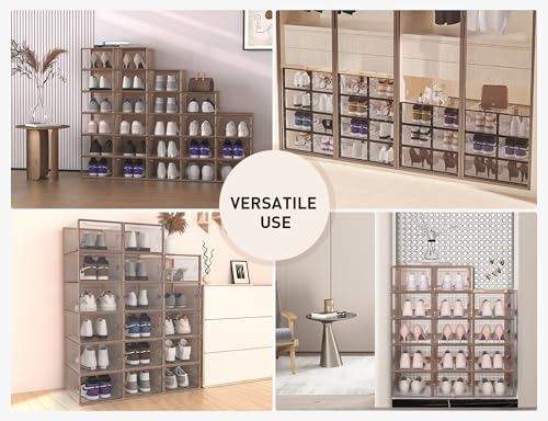 Kuject X-Large Clear Plastic Stackable Shoe Storage Boxes, 12 Pack, Blue Y142131