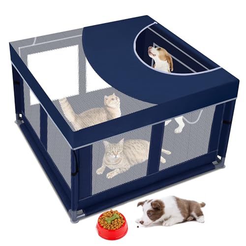 Puppy Playpen Indoor for Small Pets, 42x42x25 Inch with Gate U1971