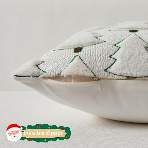 UGASA Star Christmas Decorative Pillow Covers 18x18 Inch Set of 2 Dark Green Q9265