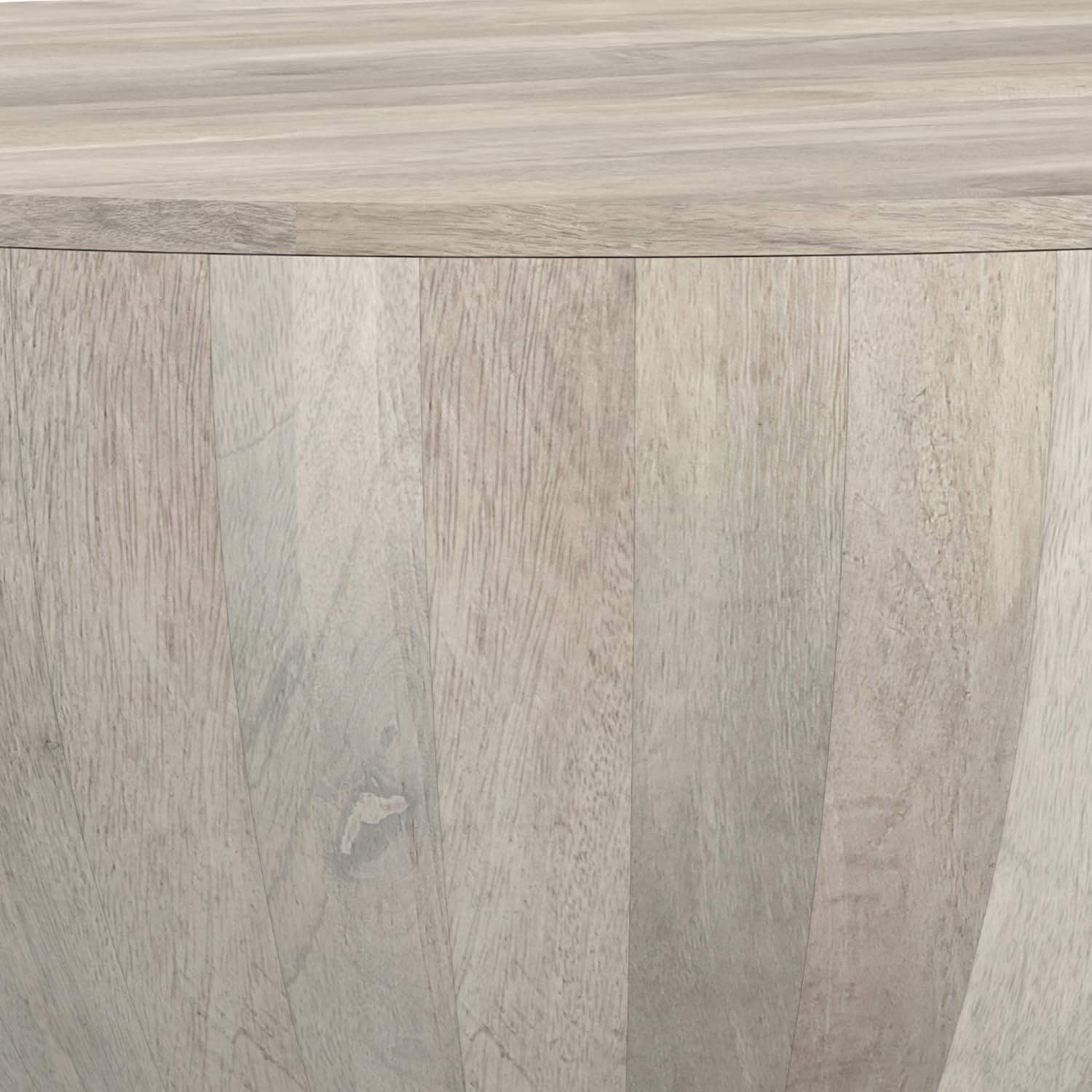 SIMPLIHOME Elmbrook Drum Coffee Table, 34 inch, White Wash U249