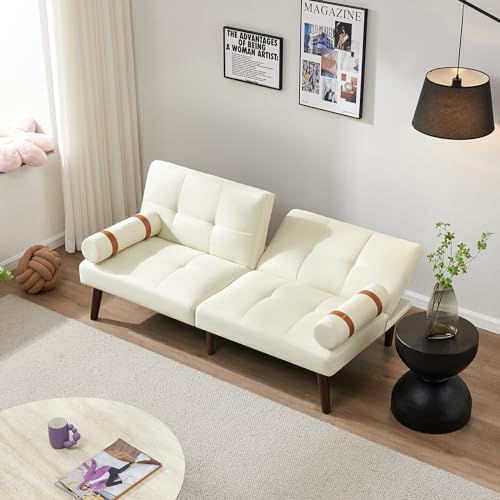 Linen Convertible Sofa Bed Futon with Adjustable Backrests E594