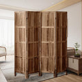 Wood Room Divider 4 Panel, 5.6 FT Tall Folding Privacy Screen, Retro White K4688
