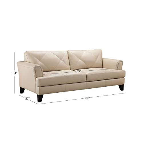 Abbyson Living Top Grain Leather Loveseat, Cream Q922361