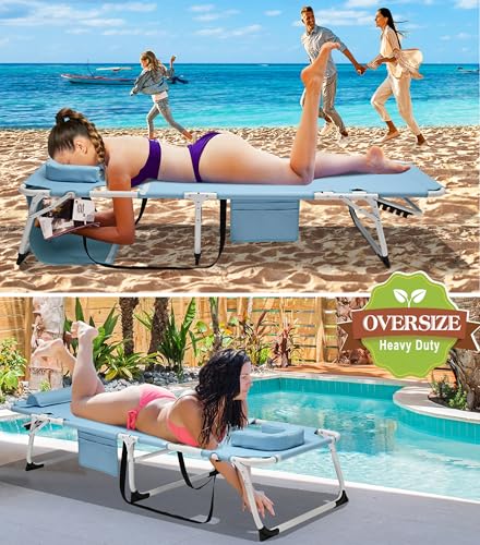 ABORON Oversized Folding Camping Cot for Adults, Double Layer 1200D, with Mat & Carrying Bag S2407