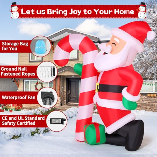 GOOSH 8.3 FT Christmas Inflatable Santa Claus with Candy Outdoor Decor Z11246