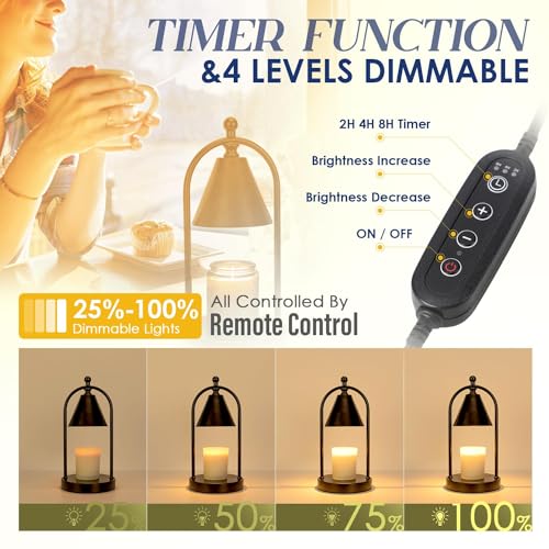 Candle Warmer Lamp with Timer, Dimmable, for Bedroom Home Decor F337