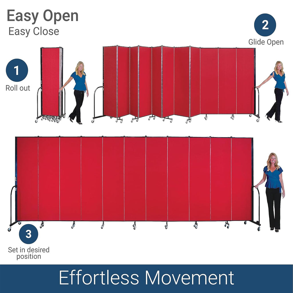 5-Panel Folding Room Divider with Metal Frame, 6'H x 9'5"W, Grey Smoke Fabric P4562