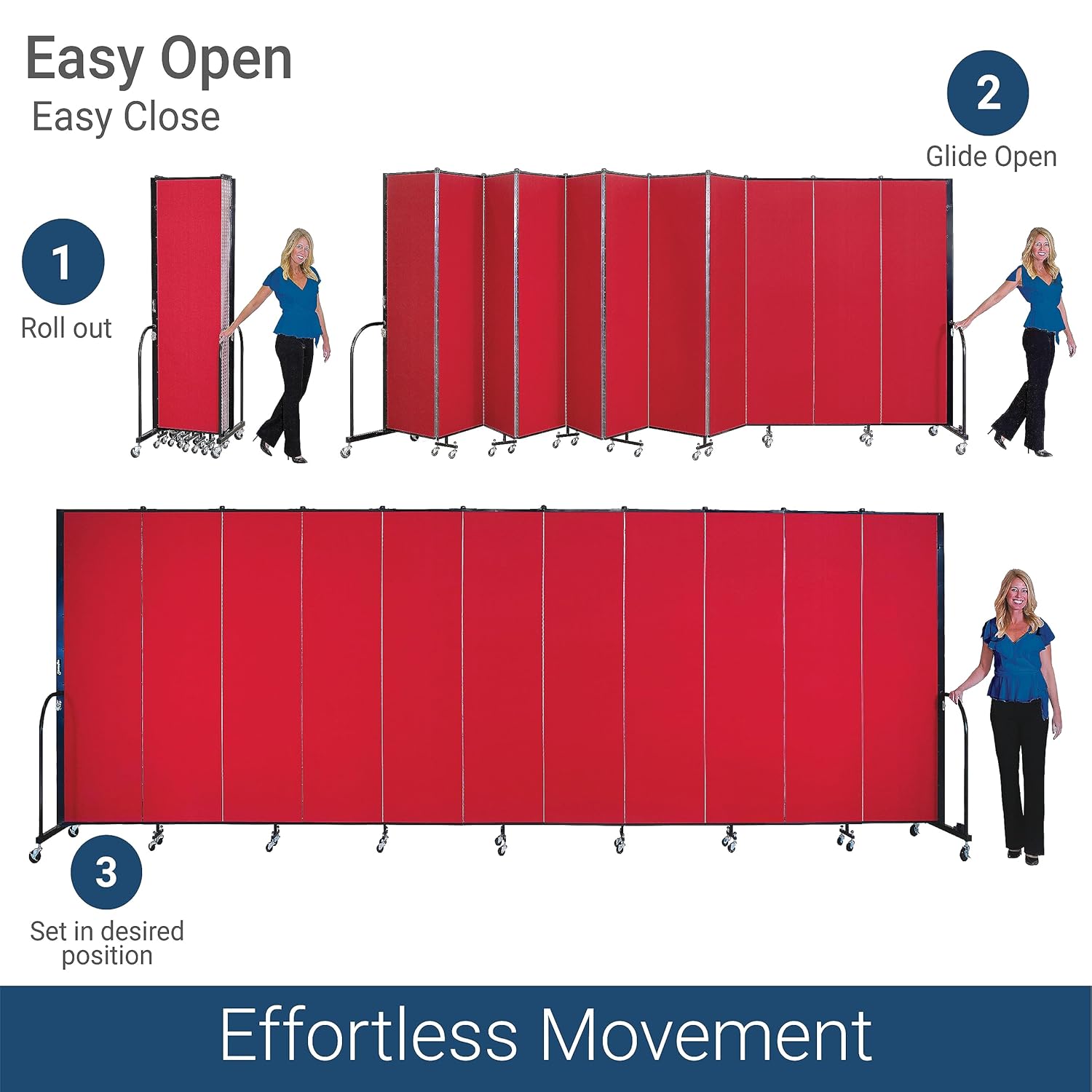 5-Panel Folding Room Divider with Metal Frame, 6'H x 9'5"W, Grey Smoke Fabric P4562
