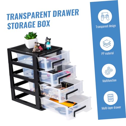 Angoily 4 Drawer Desk Organizer, Plastic Storage Box for Office and Bathroom D28845