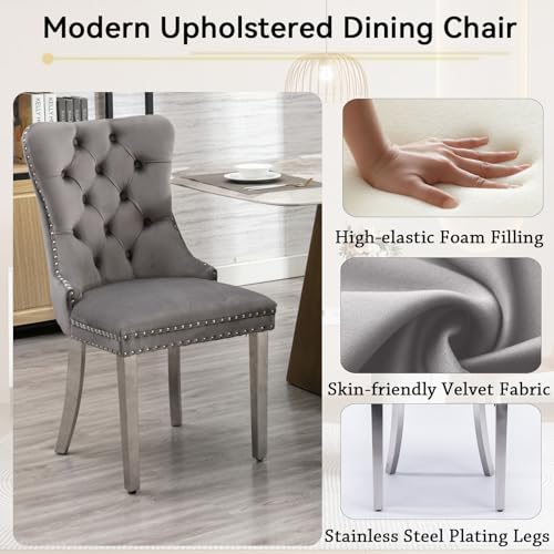 White Marble Dining Table Set for 6 with Grey Velvet Chairs K4531