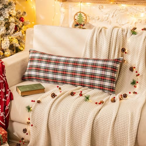 Pack of 2 Christmas Plaid Throw Pillow Covers Green 20x20 Inches U98072
