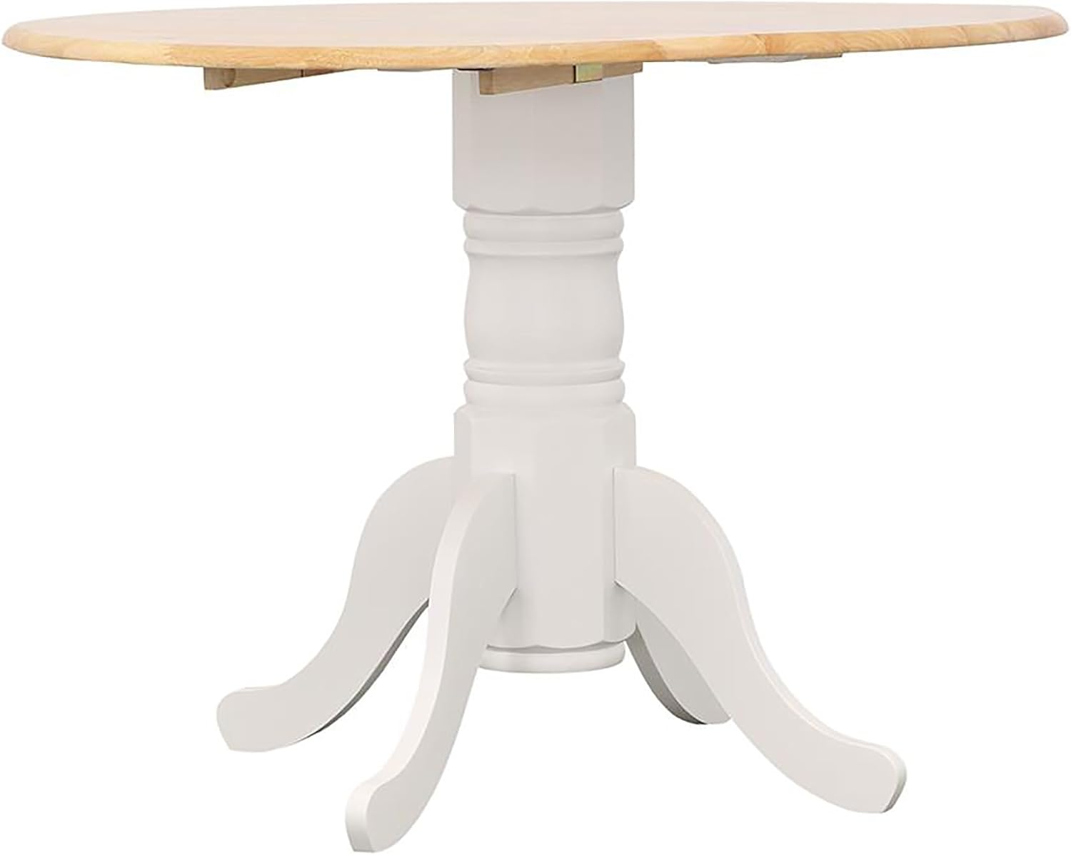 Natural Brown and White Round Drop Leaf Dining Table V2999