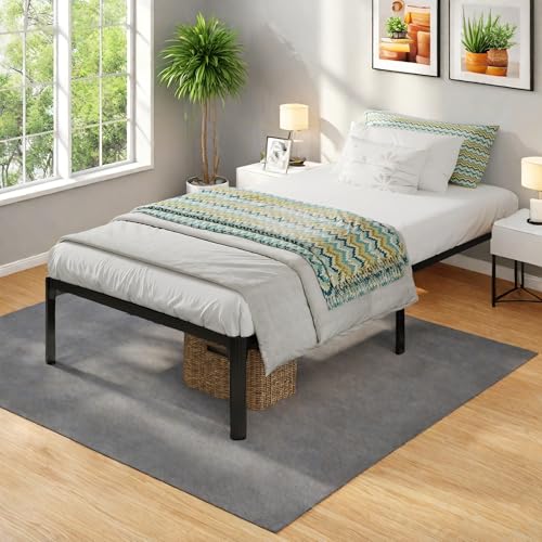Full Size Metal Platform Bed Frame with Headboard, Black U138819