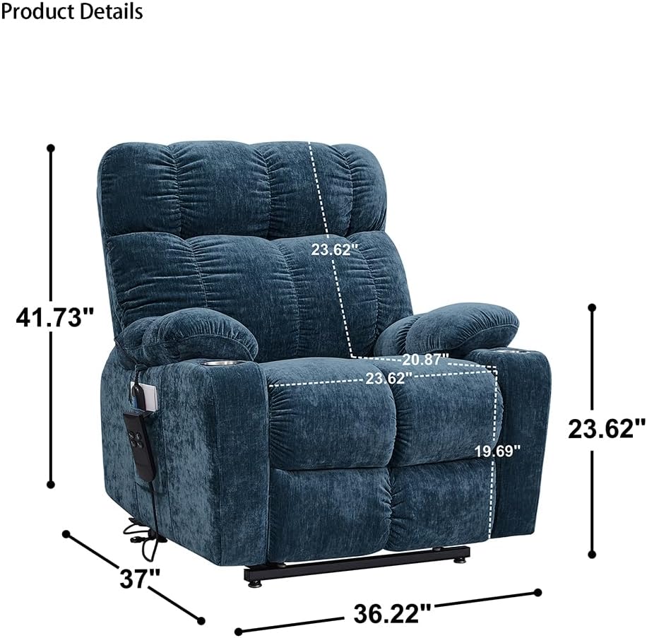 Power Lift Recliner Chair for Elderly with Remote Control, Blue J9259