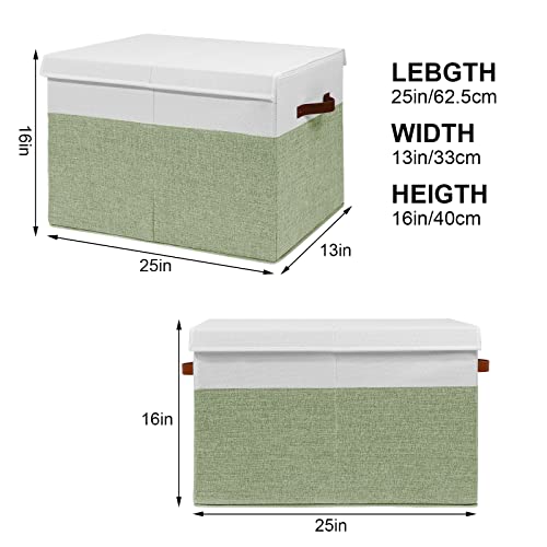 Large Toy Storage Box with Lid and Dividers for Kids, Beige and White X95078