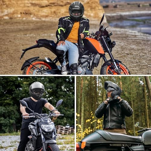SPARK DOT Modular Flip-Up Dual Visor Motorcycle Helmet (Bright Black, Small) W8778