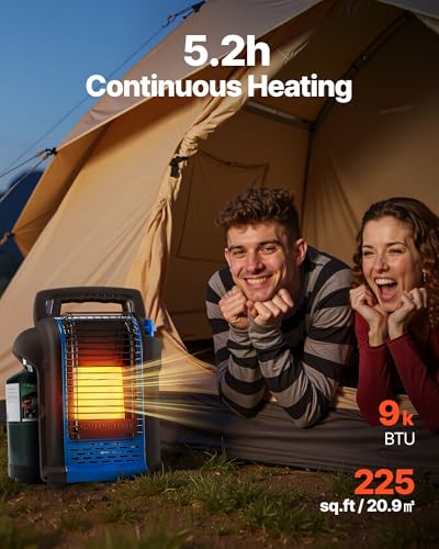 VEVOR Propane Heater, 9000BTU Forced Radiant Space Heater with Tip-over Protection X36202