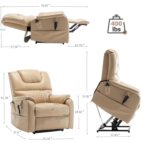 Lift Chair Recliner with Massage and Heat, Heavy Duty for Seniors, Brown V12888
