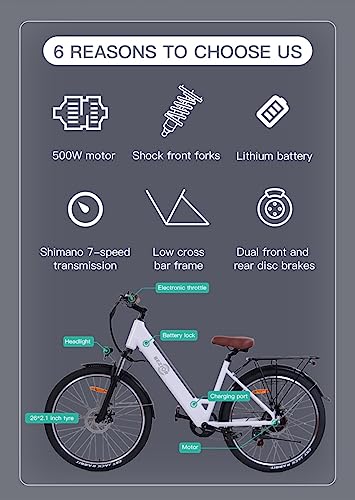 Electric Bike M3 for Adults 26" Fat Tire 500W Mountain Bicycle N478749