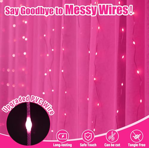 600LED Curtain Lights for Bedroom, Warm White, 8 Modes Y367582