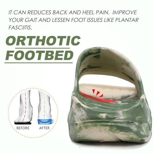 KuaiLu Men's Recovery Sandals Orthotic Cushion Open Toe Sport Slides D332788