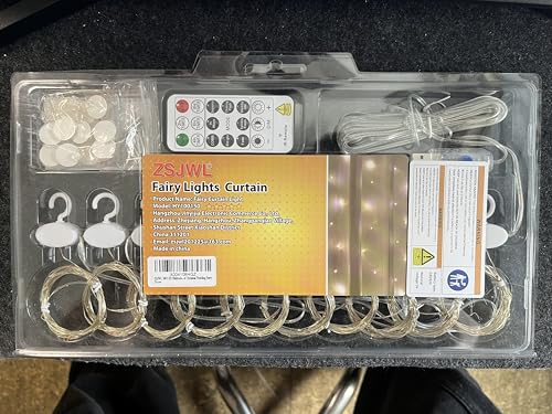 ZSJWL 2 Pack Curtain Lights, 300 LED Warm White with Remote, 9.8 × 9.8 Ft for Bedroom Window G2485