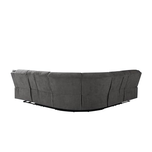 Power Recliner Sofa Grey Fabric Sectional with Cup Holders K157