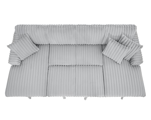 roomfitters U Shaped Sleeper Sofa 122 Inch with Double Storage Chaise, Grey K9403