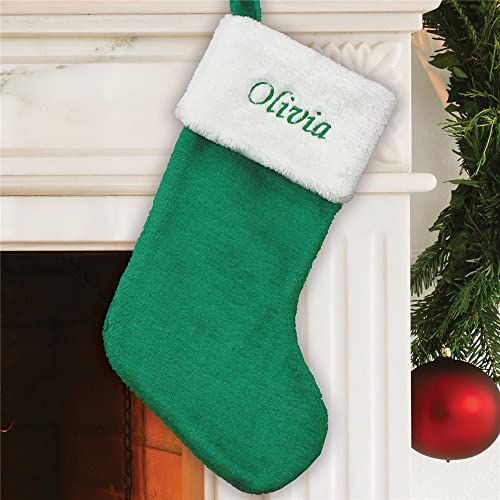 Embroidered Red Plush Personalized Christmas Stocking for Mantle E803