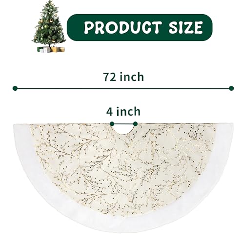 SYITCUN Christmas Tree Skirt, 48 Inch White and Gold Faux Fur F99847