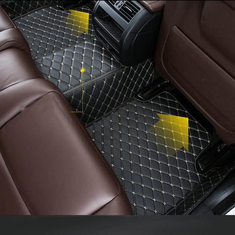 Custom Fit All-Weather Leather Car Floor Mats for Cars SUVs Sports Cars (Black with Green Bar) K366630