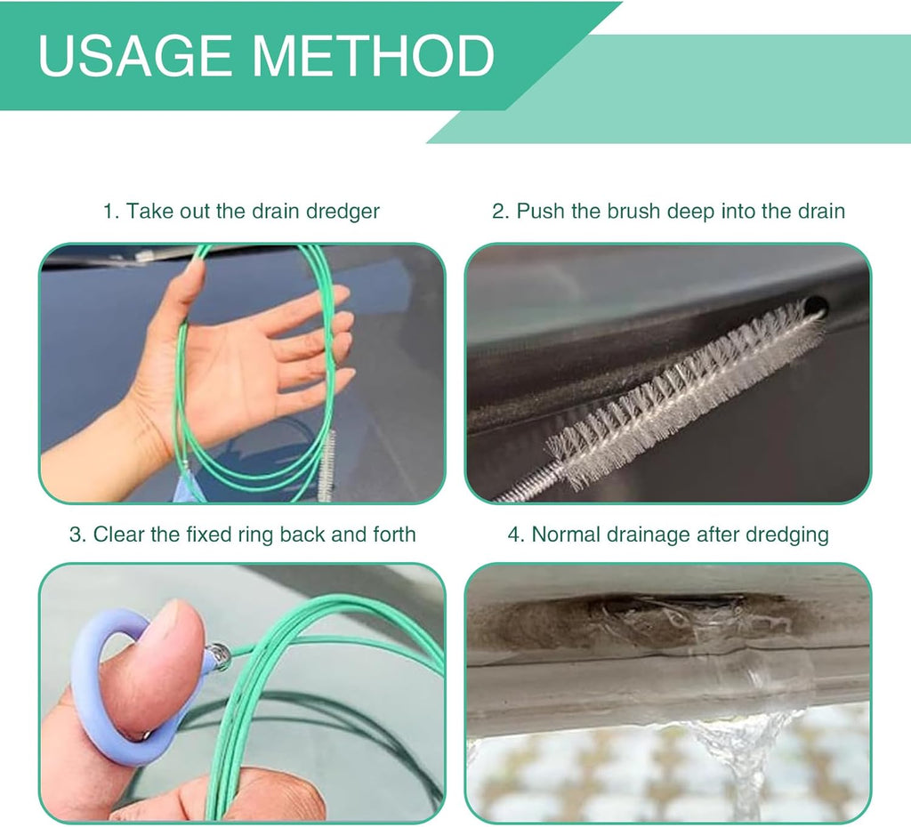 Car 9.8Ft Flexible Drain Hole Unblocker, Air Conditioning Pipe Cleaning Brush (Green) D889970