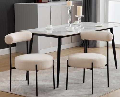 Shunzhi Modern Linen Fabric Upholstered Dining Chairs Set of 2, Beige M62743