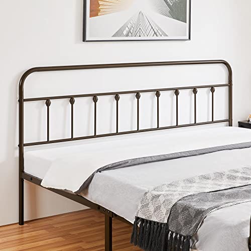 Yaheetech Classic Metal Platform Bed Frame with Victorian Headboard, Full Size Black T81083