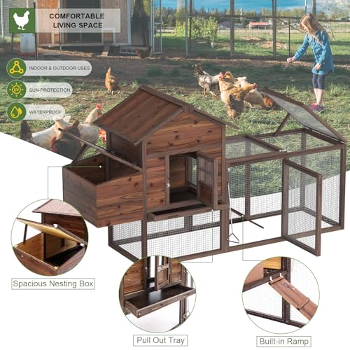 Large Wooden Chicken Coop Outdoor Hen House with Nest Box M865438