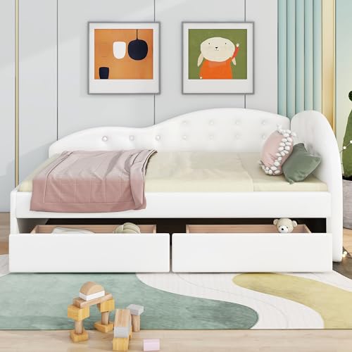 Velvet Upholstered Twin Daybed with Storage Drawers, Gray L64937