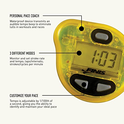 FINIS Tempo Trainer Pro Audible Metronome, Yellow/Black, Small O9561