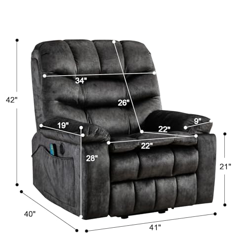 Phoenix Home Large Power Lift Recliner with Massage and Heat for Elderly, Brown O77713